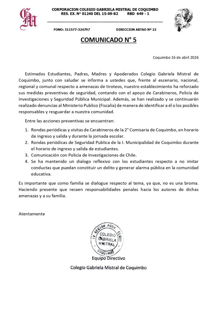 INFORMACION IMPORTANTE - COMUNICADO N°5